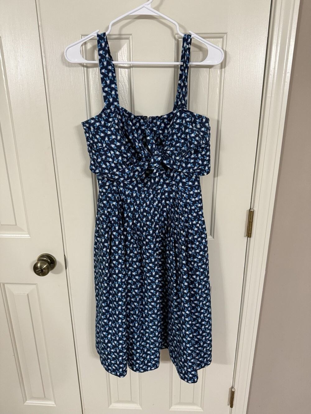 Vineyard Vines Kentucky Derby Navy Mint Julep Fit And Flare Tie Front Tank Dress